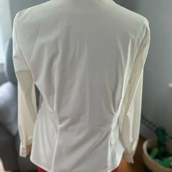 Calvin Klein White Ruched Button Down Shirt - Picture 3 of 9